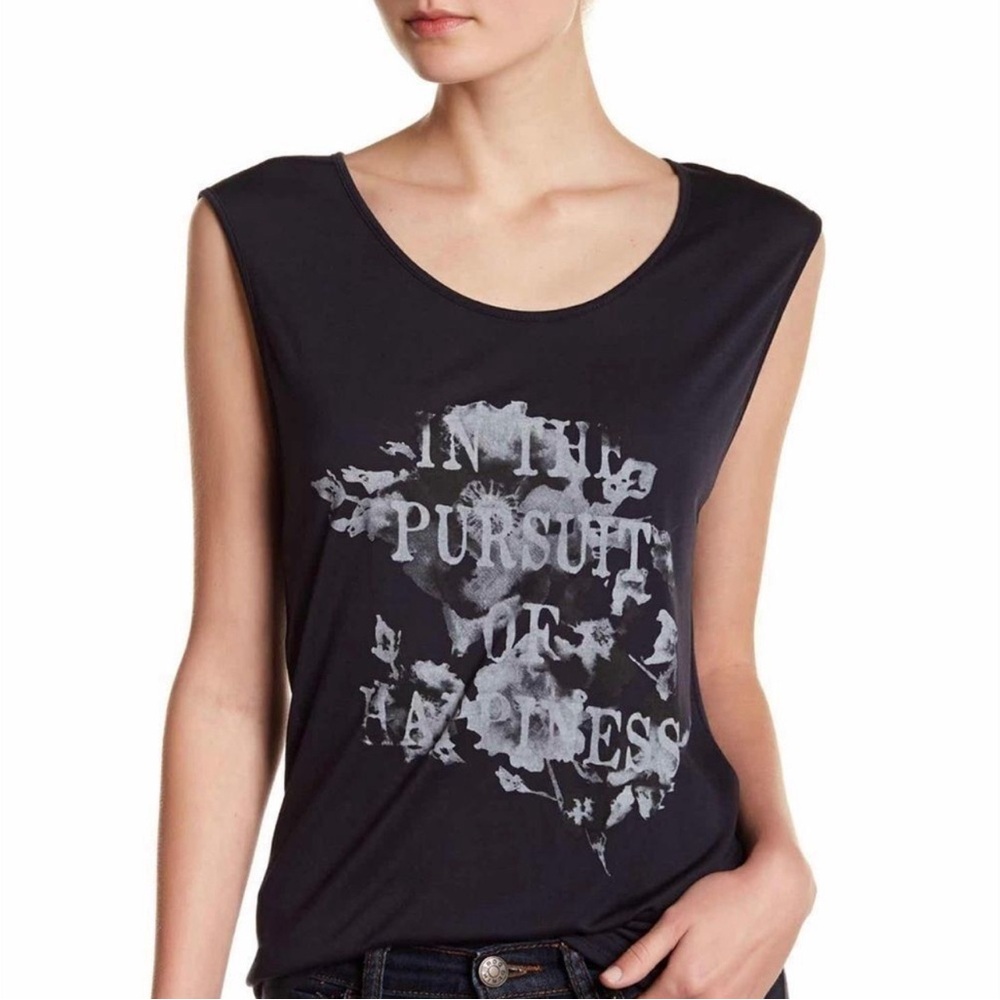 Haute Hippie Black Graphic Tank Top